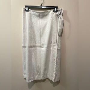 Pendleton White Wrap-Style Midi Skirt with Side Tie